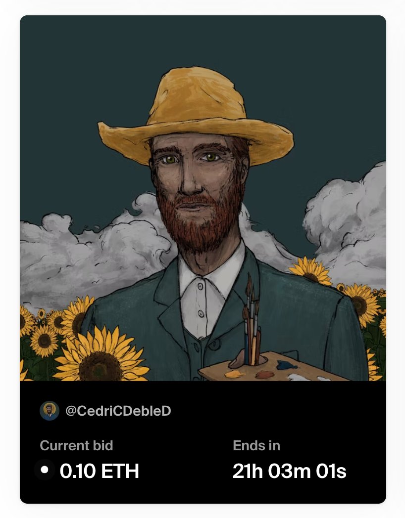 WOW !
Someone made an offer on my Vincent !!! 
on <a href="/foundation/">Foundation 🌐</a>  😍 

<a href="/SuperchiefNFT/">SuperchiefGalleryNFT</a> @joinhorak <a href="/nft_paris/">NFT Paris</a>