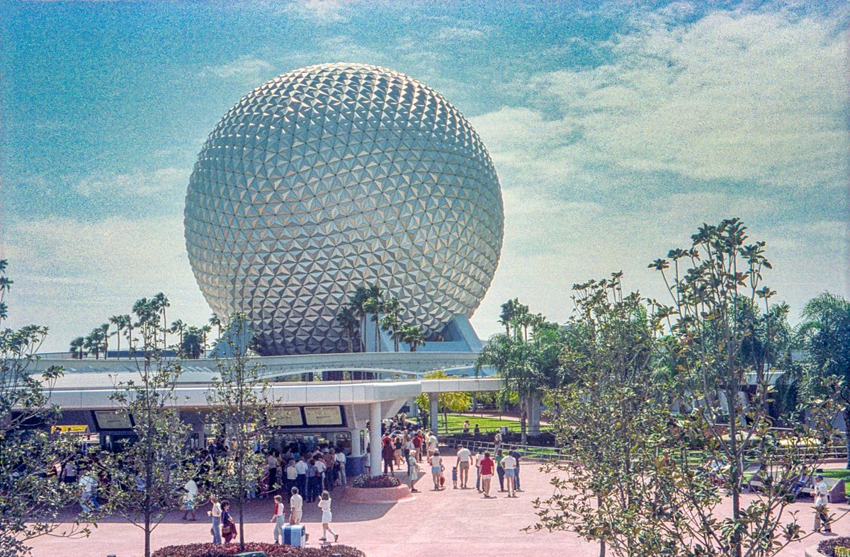 I'm playing around with some new photo processing software, so with #RetroMagic coming up I decided to go back and look at some old EPCOT Center pictures. I posted this one before from my first visit (likely my first view of the park) and like how it turned out.