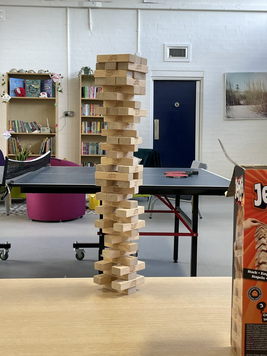 CHS_Magpie's tweet photo. Tensions were high at lunch time yesterday! A huge game of jenga that got to nearly a record breaking 34 layers! The spectators couldn’t watch🫣 https://t.co/acocyMPrhJ