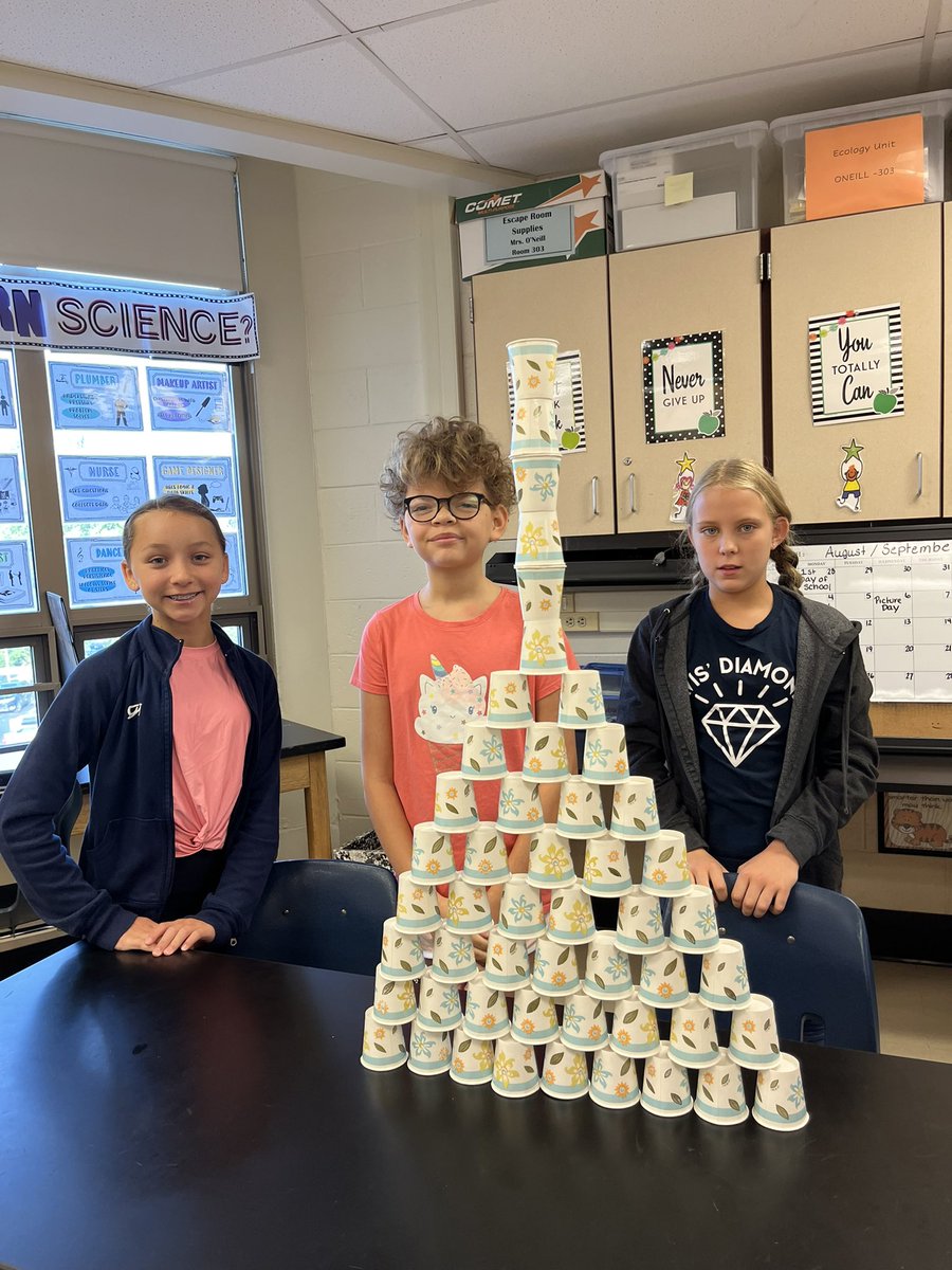 MrsONeill303's tweet photo. 6th Grade Team Building Day!  Tallest tower 87cm!  #cuptowers @FugettMS https://t.co/Gok34taxgH