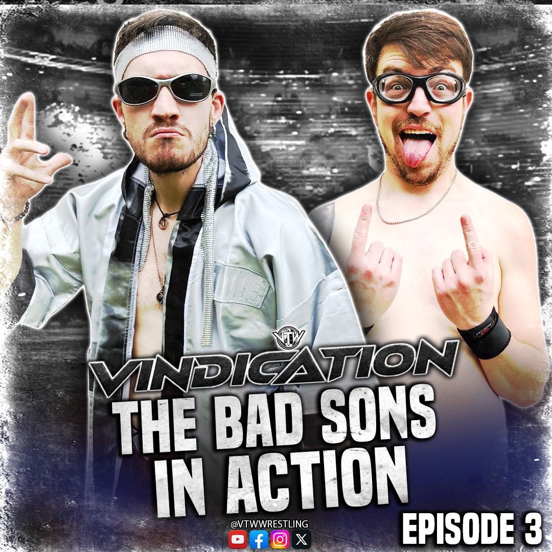 VTWWrestling's tweet photo. 🚨ANNOUNCEMENTS🚨
 
VTW Presents: Vindication Episode 3

⚔️ ZAKK DANIELS &amp; ASHER CHRIST TAKE ON YOUTUBE CHAMPION JACOB RYAN AND AARON JONES! 

⚪️ THE BAD SONS WILL BE IN ACTION! 

◾️ CHASE BRIDGES WILL BE IN ACTION!

🗣️ WE WILL HEAR FROM VTW WORLD HEAVYWEIGHT CHAMPION D-LOCK! https://t.co/TKMECjquqJ