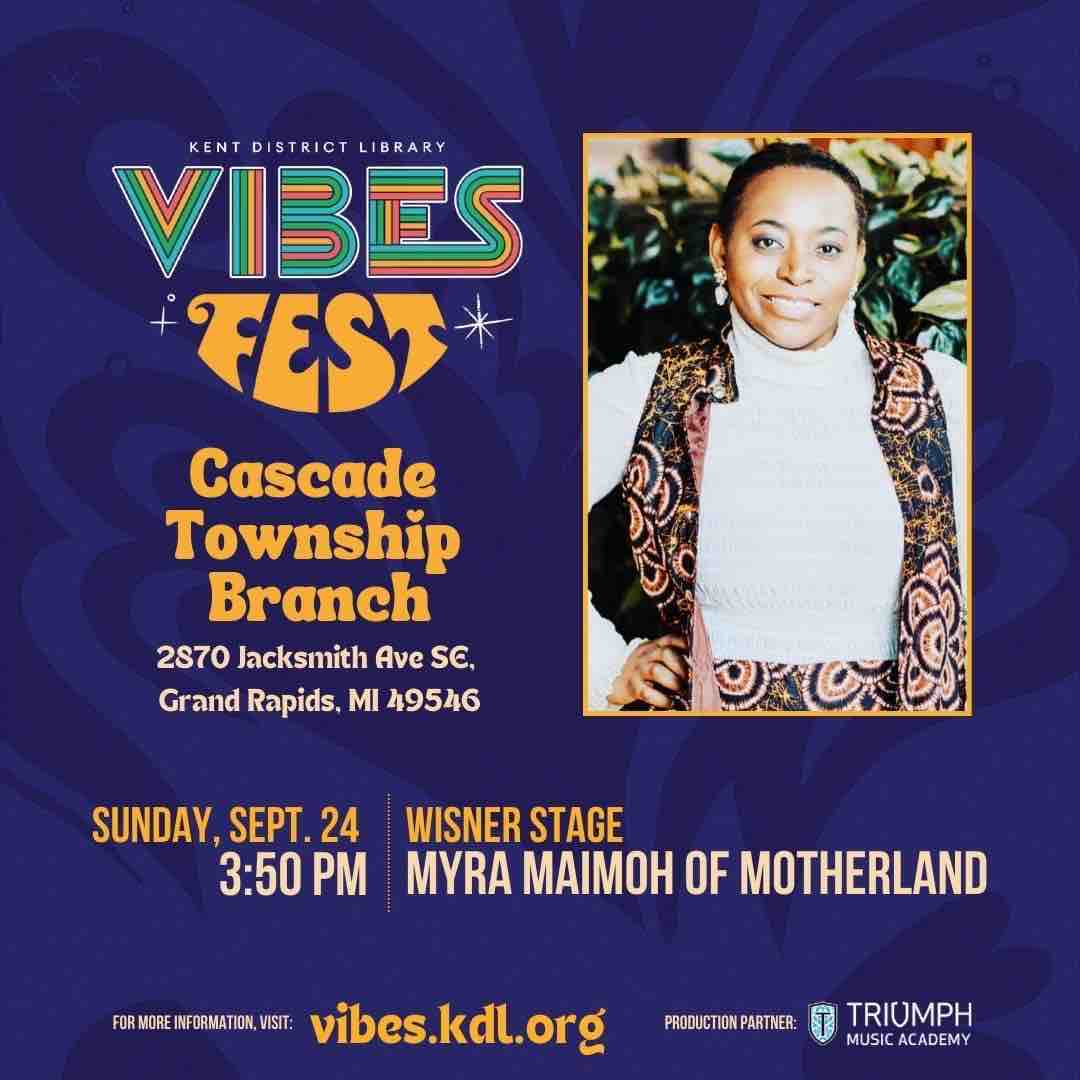 Myramaimoh's tweet photo. 🥁Join us this Saturday &amp; Sunday for some good music at @Vibes Fest at Kent District Library - Cascade Township Branch! 

I will be performing in the Wisner Center from 3.50pm on Sunday. The event is free, See you there! 💃🏾

#kdlvibesfest
#motherlandhouseconcerts
#myramaimohmusic https://t.co/psRMMlKDrm