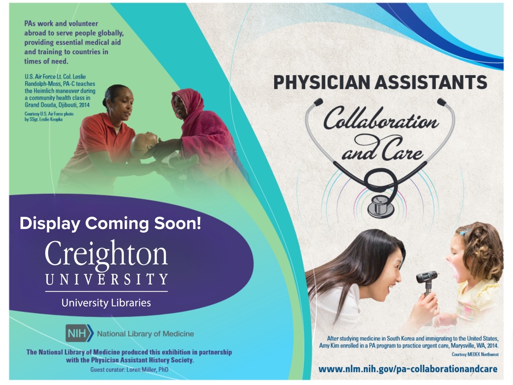 Explore the world of Physician Assistants with a special display brought to you by the National Library of Medicine!

Stay tuned for more details on the upcoming exhibit and don't miss this chance to learn about the medical field's dedicated professionals.