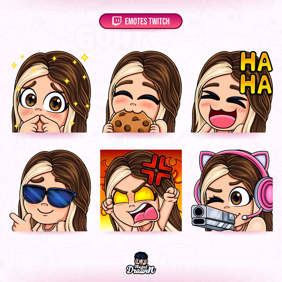SoyAngelDrawin's tweet photo. Terminamos la semana con estos EMOTES personalizados para T W I T C H  🎮😄😎#emotes #streamer #twitchstreamer https://t.co/VWnpwQeBZD