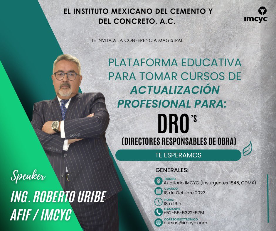 imcyc_oficial's tweet photo. #dro #corresponsabledeobra #actualizacionprofesional #IMCYC #seminariodro #dro https://t.co/Zfgi0C0pDH