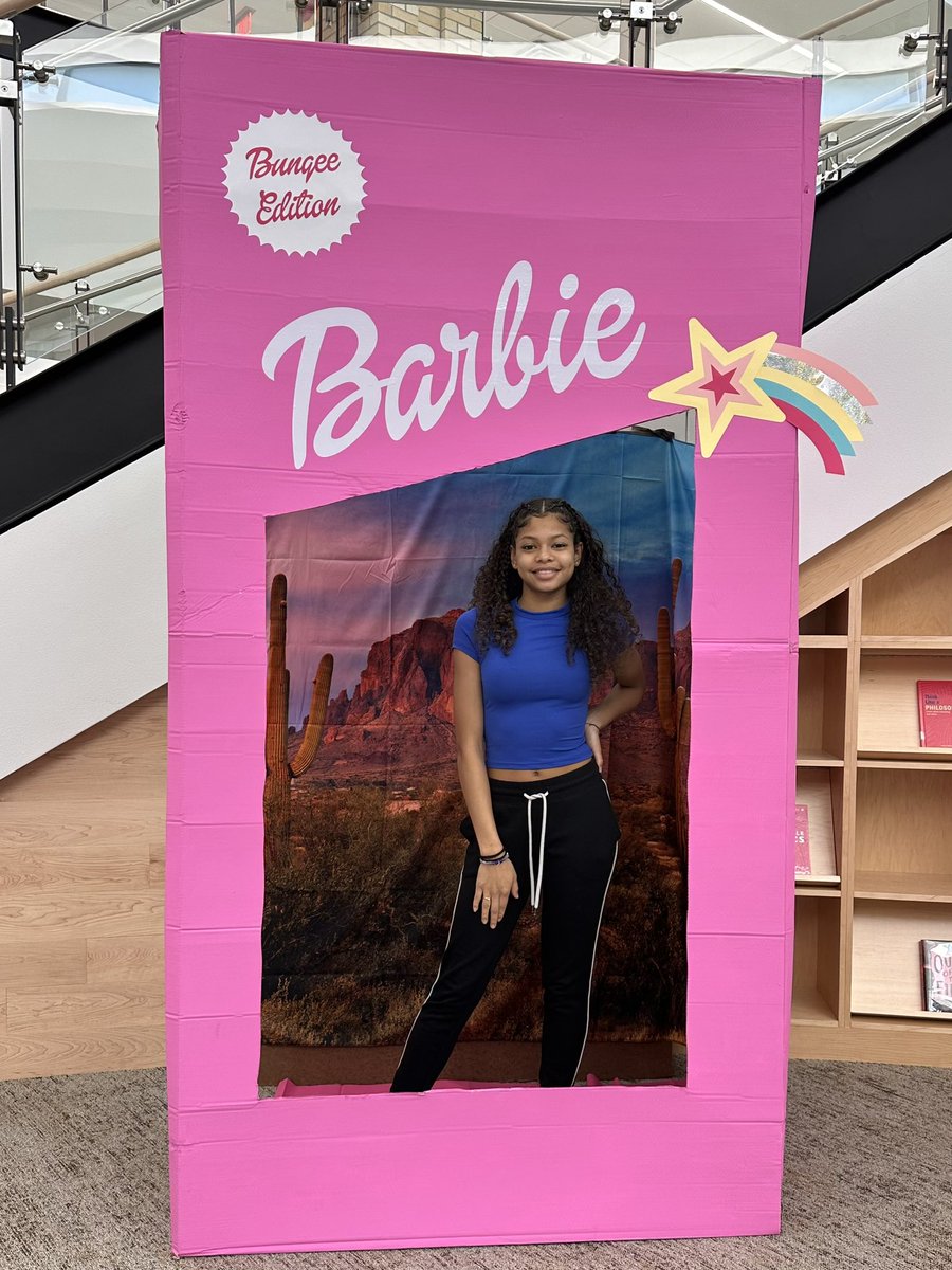WGHS_LAIR's tweet photo. In honor of Algebra 1’s Bungee Barbie activity, @AmyHoldge created a Barbie Box to make it even more memorable. Not Pictured: the books on display to match the theme 📚#PISDlibraries https://t.co/6fAnDpIc7c