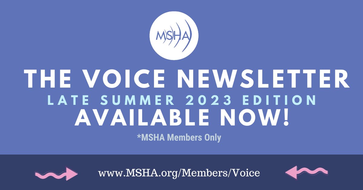 Dear MSHA Members,

Our Late Summer 2023 edition of The Voice Newsletter has been sent out today and posted on the Members Only section of the MSHA website, here: mshahearsay.org/Members/Voice  

Not a MSHA member yet? Join now: mshahearsay.org/Membership/Join

#TheVoice #Newsletter #Members