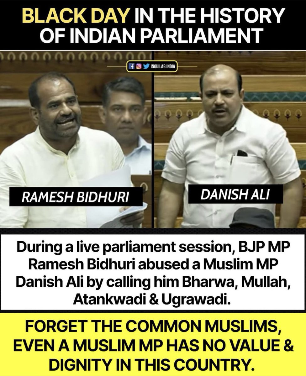 He just didn't blame the MP.... He blamed all the people of his constituency, Indian Constitution, Indian Citizens unfortunately our Nation...... Shame on him he is a blot on the world's largest democracy...... Shame 
#IndianParliament 
#LokSabha
#RameshBidhudi