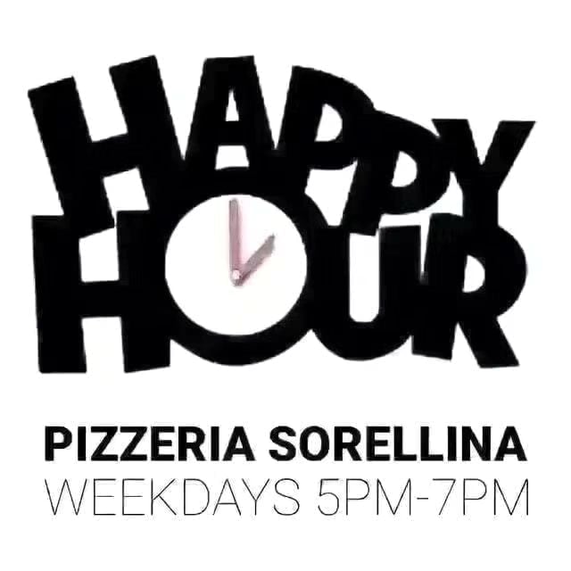 @INFAMOUS_RJK @EaterAustin @pizza_sorellina HAPPY HOUR HALF OFF BEER, WINE, AND BAR SNACKS from 5pm-7pm on Wednesdays, Thursdays, AND Fridays!! REVERSE HAPPY HOUR, from 8pm-close on Saturdays and Sundays!!! DINE-IN ONLY!! Online ordering link: toasttab.com/pizzeriasorell…