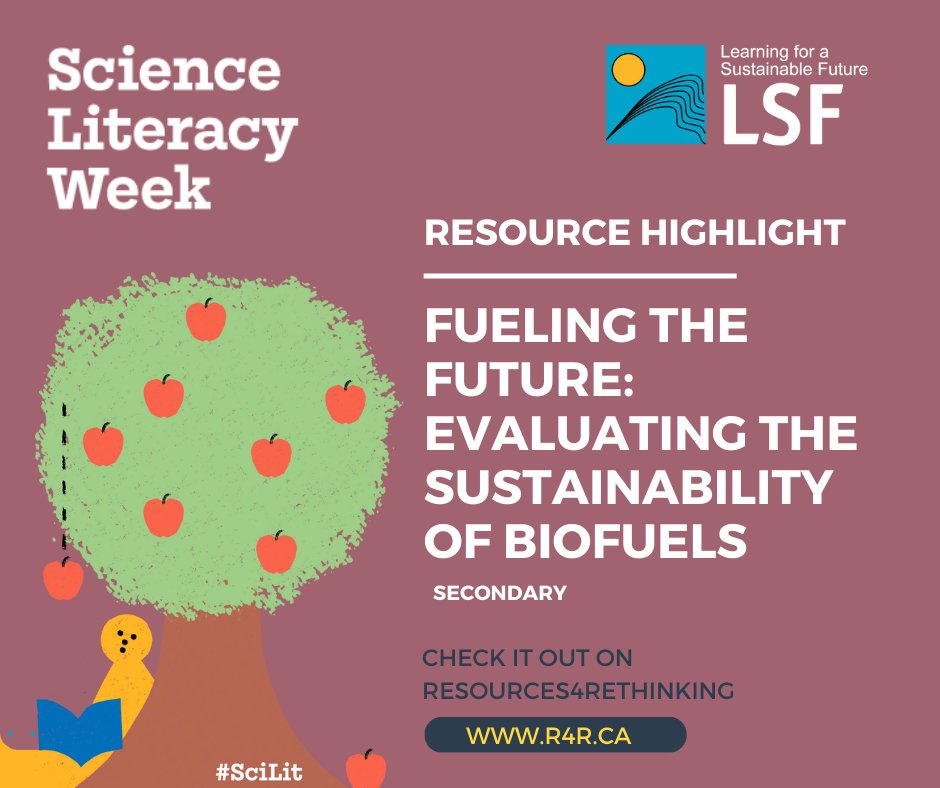 #SciLit Week Resource alert! In this activity, students assess the sustainability of different biofuels, identify what they consider to be the features of the ideal biofuel, and discuss which fuels meet these requirements. For more, visit: resources4rethinking.ca/en/resource/fu… @scilitweek