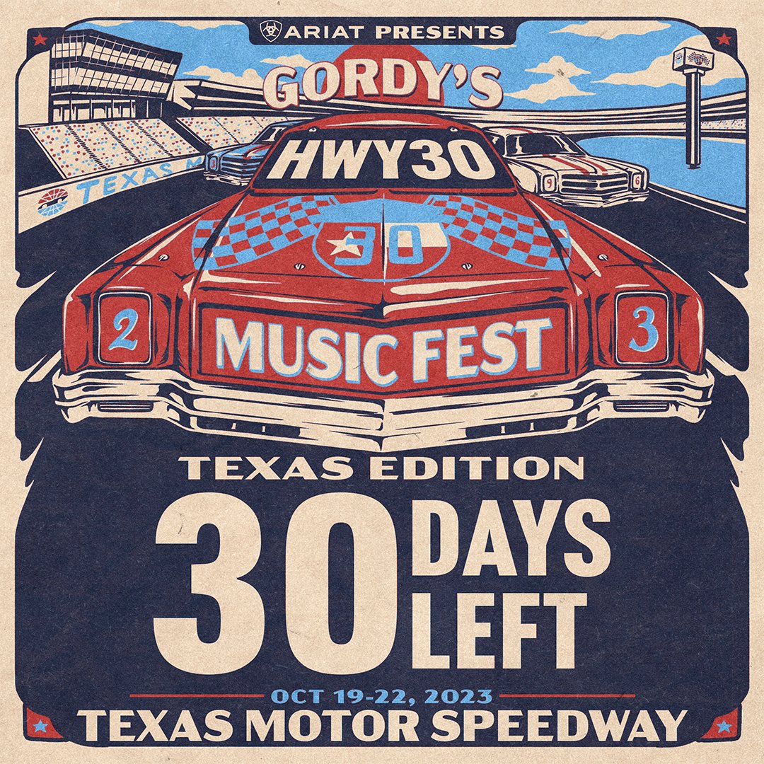Under 30 days remaining until our star-studded lineup lights up #TexasMotorSpeedway... Get your tickets! hwy30tx.com