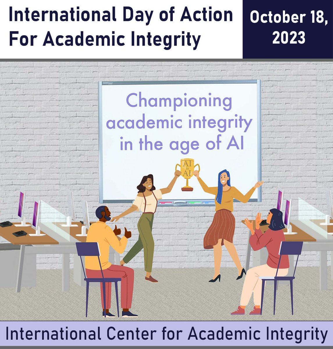 You are warmly invited to join the International Center for Academic Integrity (ICAI) in celebrating the International Day of Action for Academic Integrity (IDoA) on October 18, 2023. Pre-events on Oct 4.

Program details and registration at academicintegrity.org/events-confere…
