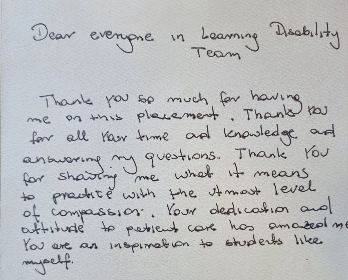 After just 2 weeks, we said goodbye to our #student #nurse associate who has been like a ray of sunshine shadowing and questioning us and our #serviceusers to make sure that she walks away with a wealth of knowledge. This card was a part of our feedback 😊 #learningdisability 😊