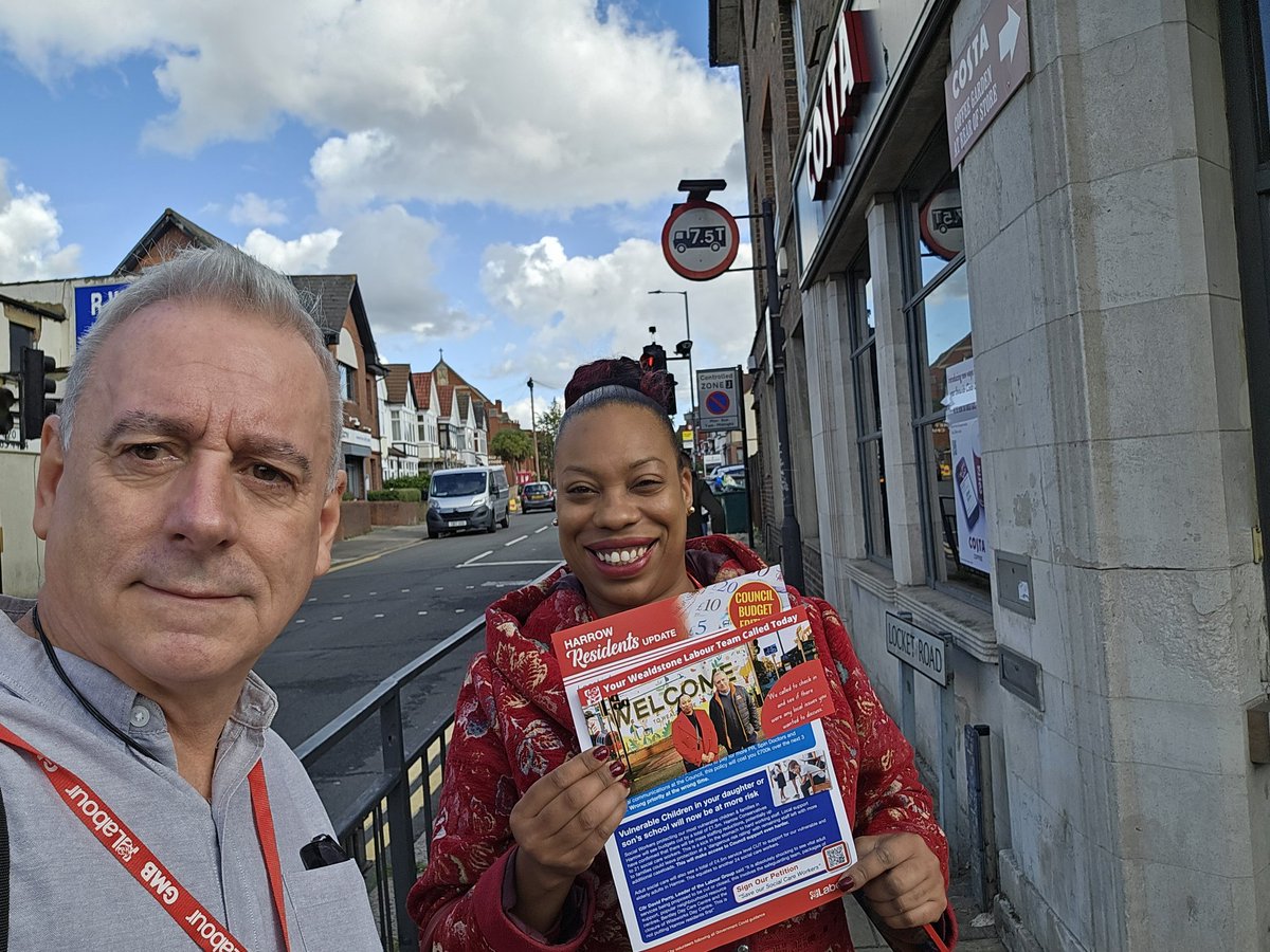 Out in #WealdstoneSouth Ward speaking to residents about the 7% increase in council rent , 5% increase in Council Tax and Budget cuts in Social Care . #NeverTrustATory .
With my fabulous colleague <a href="/KandyDolor1/">Cllr Kandy Dolor</a> 
<a href="/HarrowLabour/">Harrow Labour Party</a> 🌹