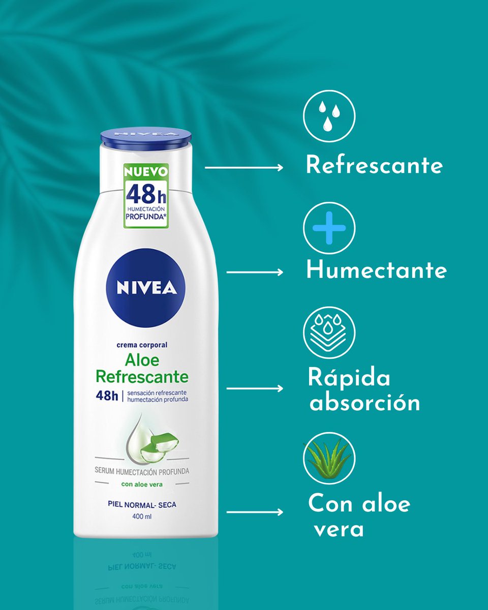 Formulada especialmente para pieles normales a secas, la Crema Corporal NIVEA Aloe Refrescante deja tu piel increíblemente suave, fresca y con un aroma delicioso con solo una aplicación.
#NiveaVenezuela #CuidadoCorporal