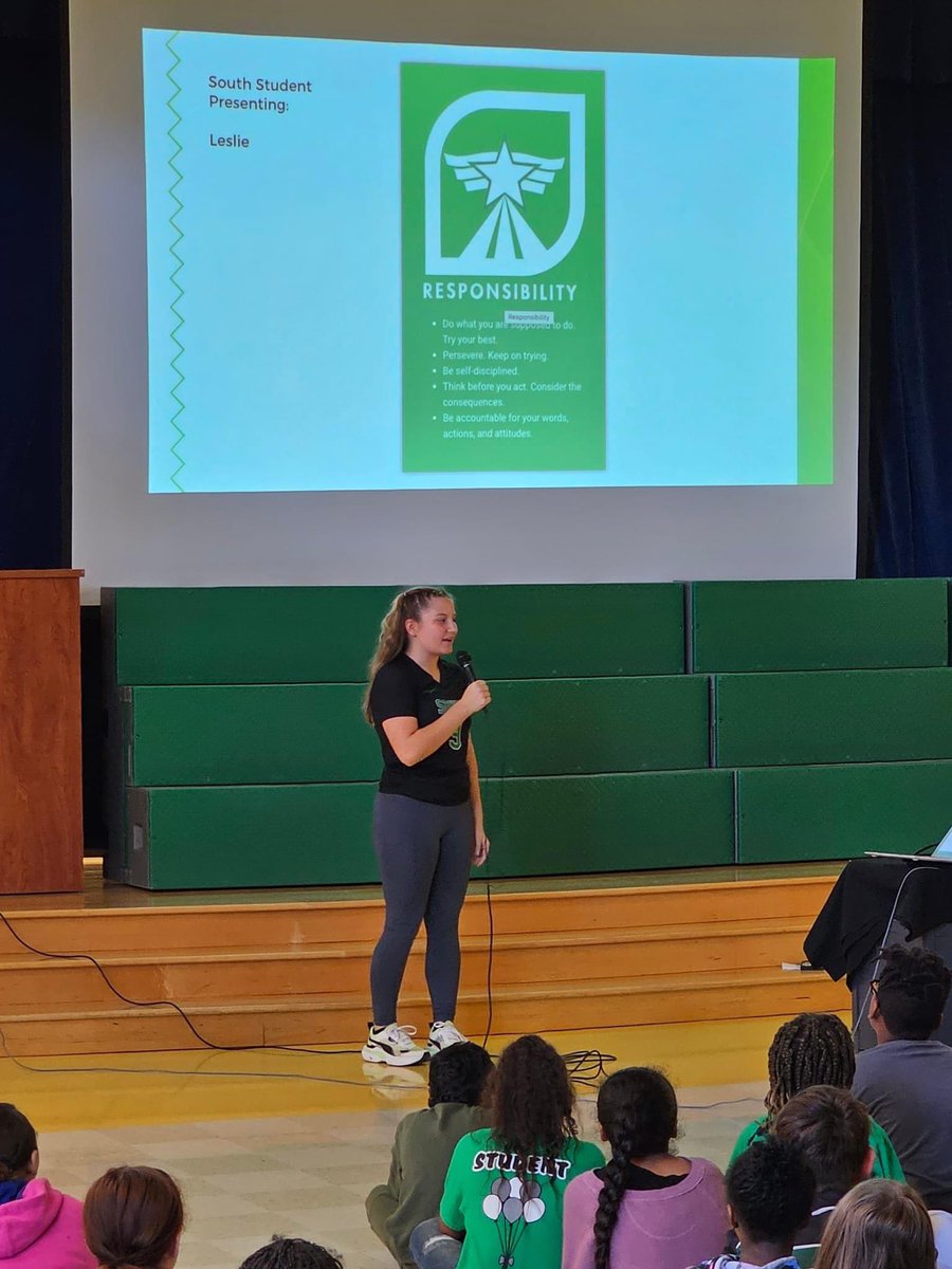 This morning a handful of members of the Student Athlete Leadership Council visited Bester Elementary to take part in a pep rally &amp; to speak to future Rebels about positive character traits. Thank you to Coach Freeman, Ms. Fortson and the staff at Bester for organizing this event