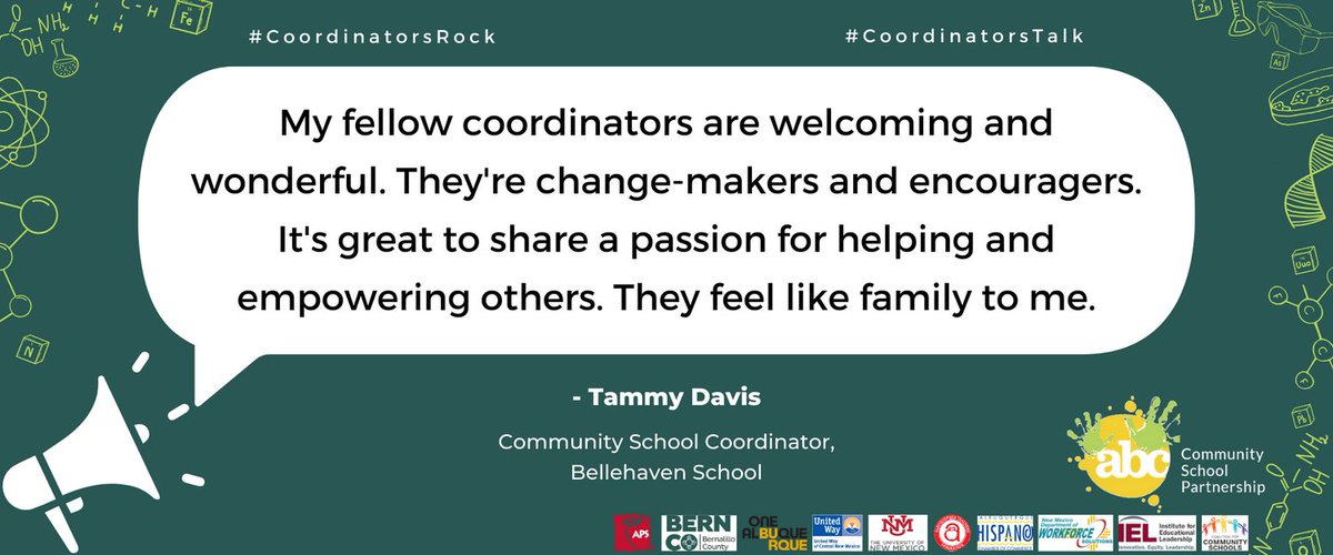 ABC Community School (@abc_partnership) on Twitter photo We asked our Community School Coordinators why #CoordinatorsRock - Tammy, we love this! #CoordinatorsTalk
<a href="/CommSchools/">Community Schools</a> <a href="/ABQschools/">Albuquerque Public Schools</a> <a href="/GBryanGarcia/">Bryan Garcia</a> <a href="/NMPED/">New Mexico Public Education Department</a> We asked our Community School Coordinators why #CoordinatorsRock - Tammy, we love this! #CoordinatorsTalk
<a href="/CommSchools/">Community Schools</a> <a href="/ABQschools/">Albuquerque Public Schools</a> <a href="/GBryanGarcia/">Bryan Garcia</a> <a href="/NMPED/">New Mexico Public Education Department</a>