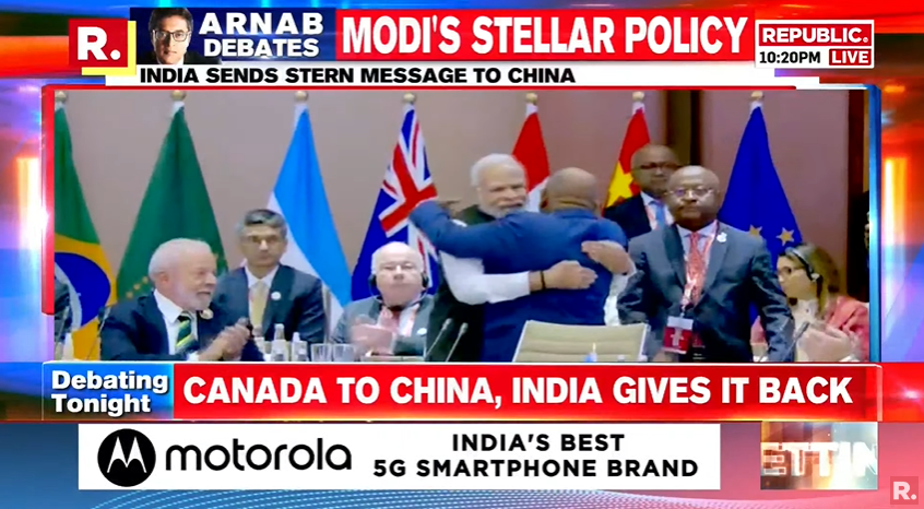 republic's tweet photo. #NationFirstPolicy | Modi govt pushes back China after Canada, Will I.N.D.I Alliance back PM's stellar foreign policy?
Watch the Nation's Sharpest Opinion with Arnab and fire in your views- https://t.co/XS9E3UNwUn
#China #XiJinping #Canada #JustinTrudeau #India #IndiaCanadaRow #CanadianPM #India #PMModi #NarendraModi #Arnab #ArnabGoswami