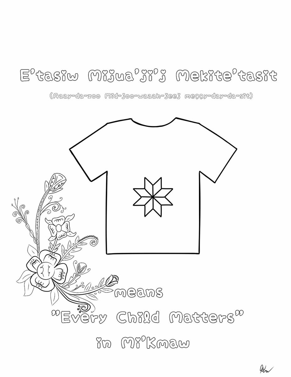 KeannaNL's tweet photo. E'tasiw Mijua'ji'i Mekite'tasit means Every Child Matters!
Save this photo, print and color it, then send me a photo of the finished product for 15% off your next order!
Great activity for kids to teach them about the importance of this day and to learn a little Mi'kmaw https://t.co/bvoSzOQxSZ