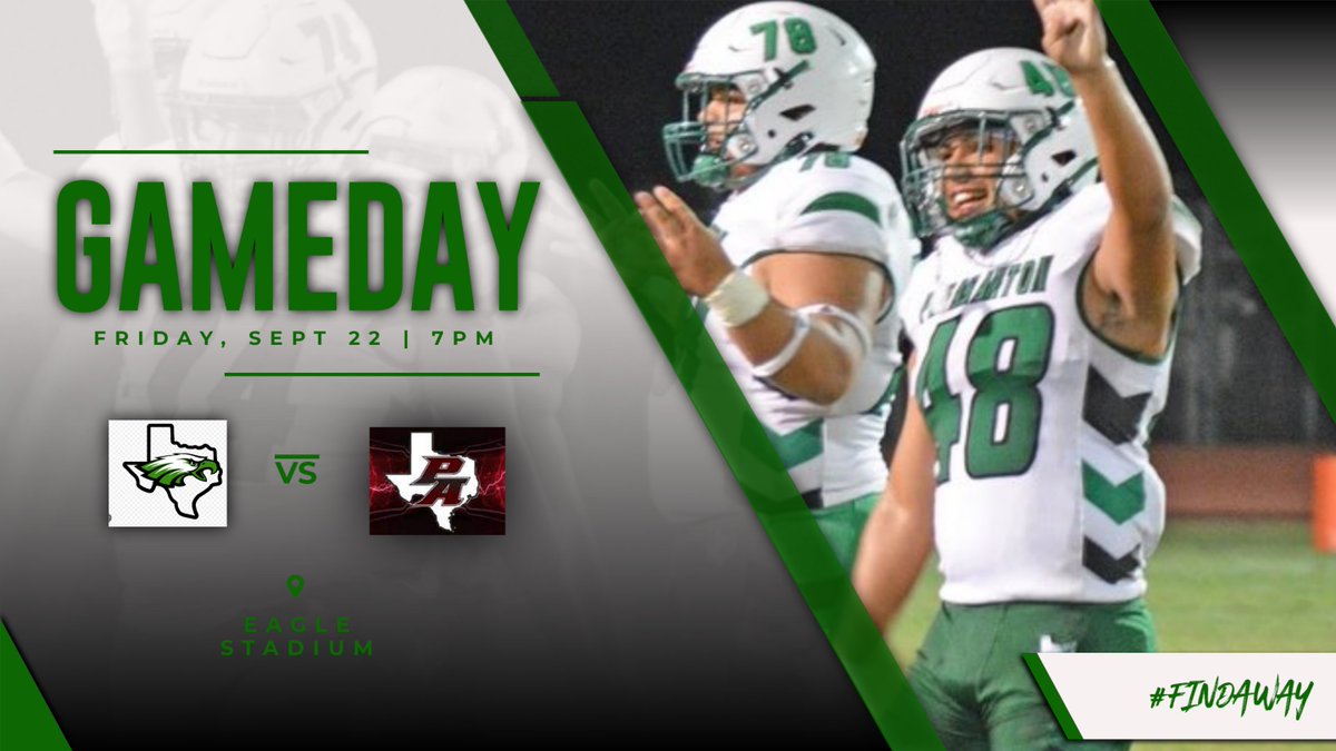 PleasantonFB's tweet photo. Highway 476 rivalry kicks off tonight as the Aggies come to Eagle stadium. Come out for parents nights. Kickoff at 7:00 P.M. Parents walking the field please be here at 5:45 P.M.  #findaway #pridepride https://t.co/ZKI3YaGBq9