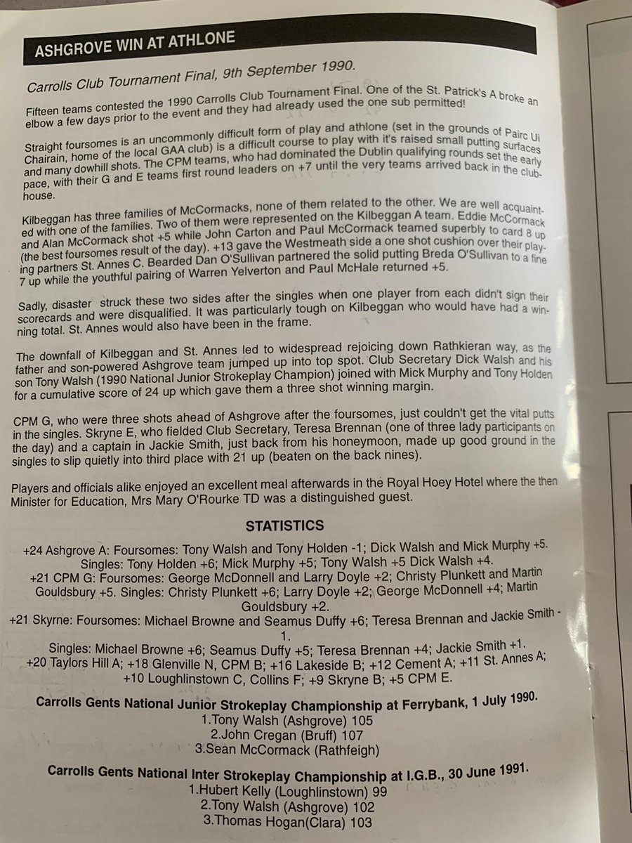 Look back at the victorious Ashgrove team when they won the Carrolls Club tournament in 1990. Best of luck to our teammates tomorrow. #pitchandputt #teamashgrove