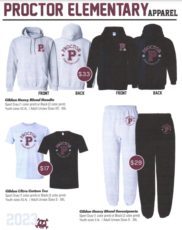 ProctorElmVT's tweet photo. Stop by the Fall Festival next Saturday to pre-order your Proctor Elementary School apparel.  Please be ready to pay for your apparel at the festival.  Thank you for supporting our PTO! https://t.co/oFexbQg7tR