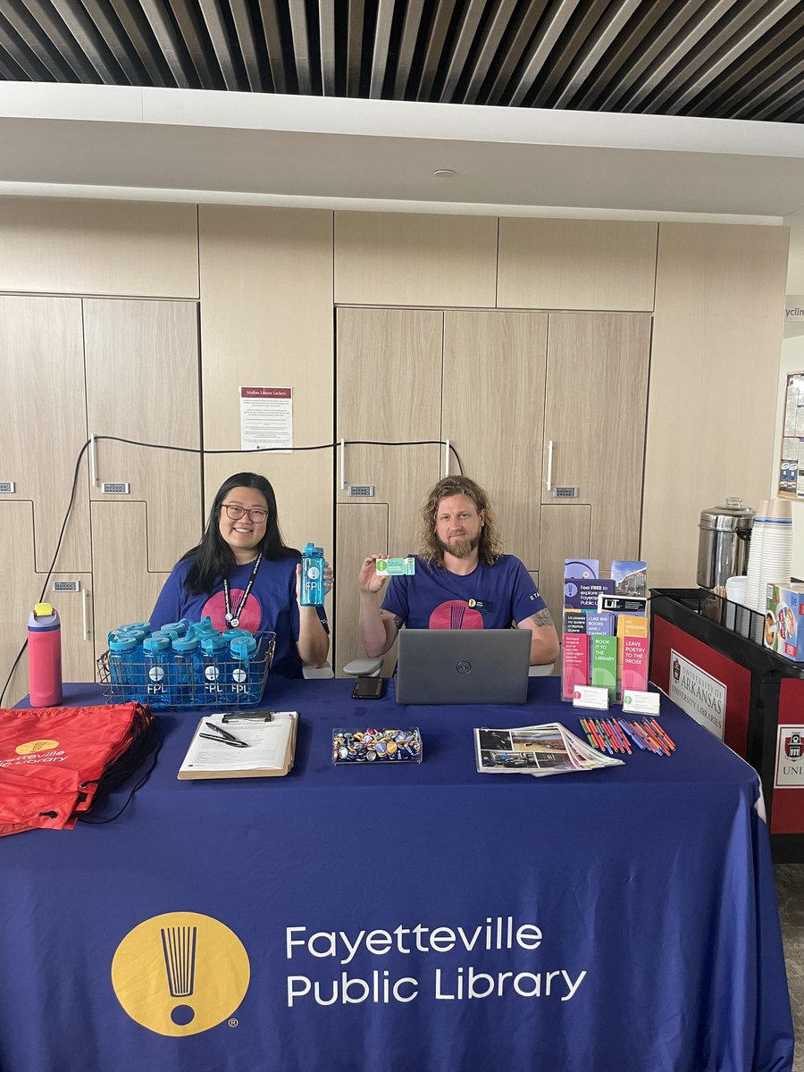 University of Arkansas Libraries (@uarklibraries) on Twitter photo Stop by <a href="/FPL_Library/">Fayetteville Public Library</a>’s table on Level 4 of Mullins for free library cards, coffee & swag! They’ll be here until 2. #UARK #UARKLibraries Stop by <a href="/FPL_Library/">Fayetteville Public Library</a>’s table on Level 4 of Mullins for free library cards, coffee & swag! They’ll be here until 2. #UARK #UARKLibraries