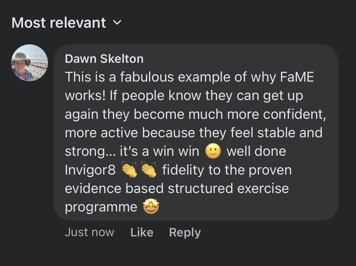LaterLifeTrain's tweet photo. This is FaME! floorwork #fallsprevention. If people know they can get up again ⬆️ confidence ⬆️ activity ✅ feel stable & strong #PSI #NFIT @FLEXI_Study
#Invigor8 👏👏 fidelity to proven evidence based structured exercise programme 🤩 @GeriSoc @AGILECSP
https://t.co/a1cJeziSb9 https://t.co/AeZ1cPTIR7
