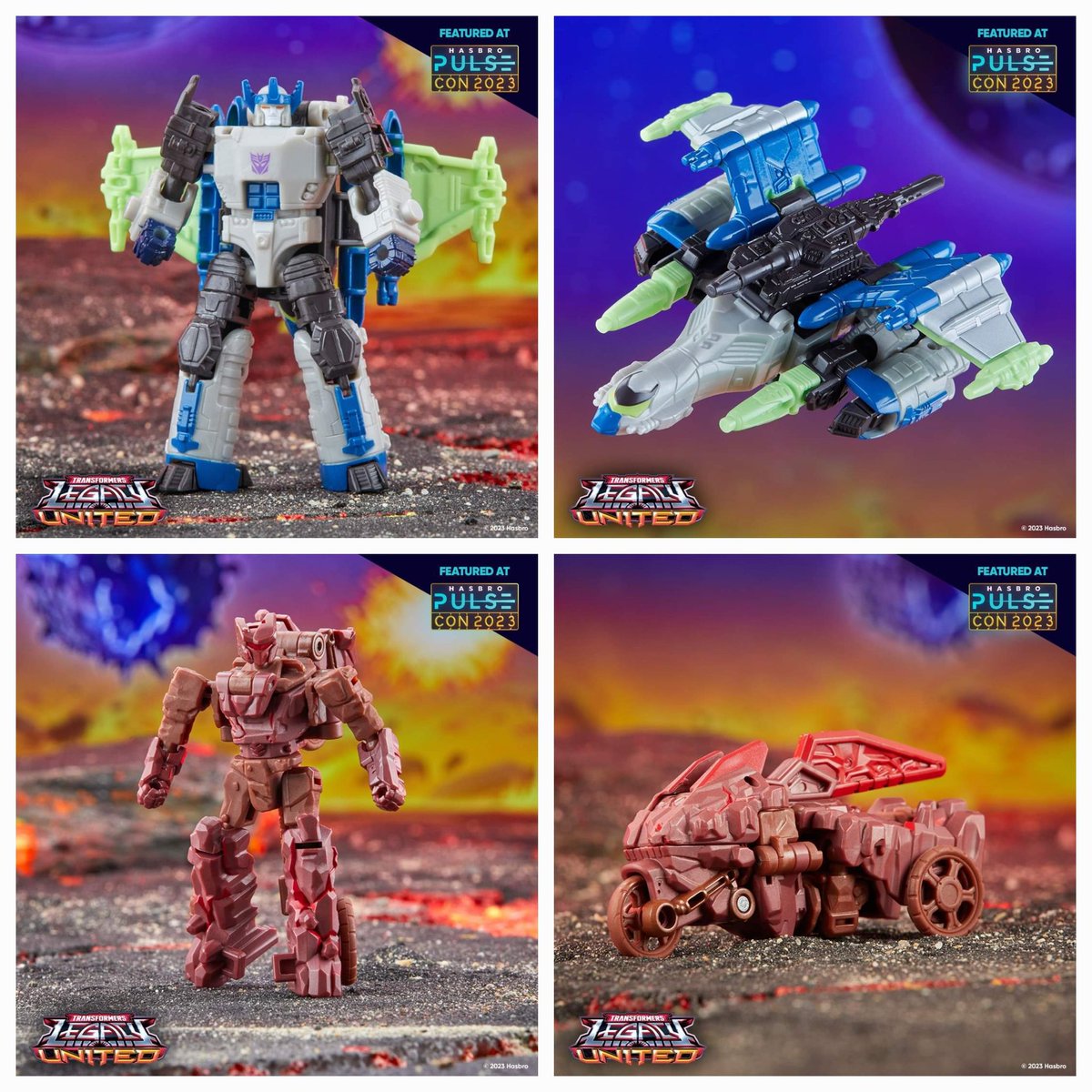 TFShowUK's tweet image. Just revealed at #HasbroPulseCon.
Bumblebee, Rescue Bots Autobot Chase, Infernac Universe Magneous, Windblade, Thundertron, Optimus Prime, Core Bouldercrash, Energon Megatron, and Beast Wars II Universe Tasmania Kid! #Transformers