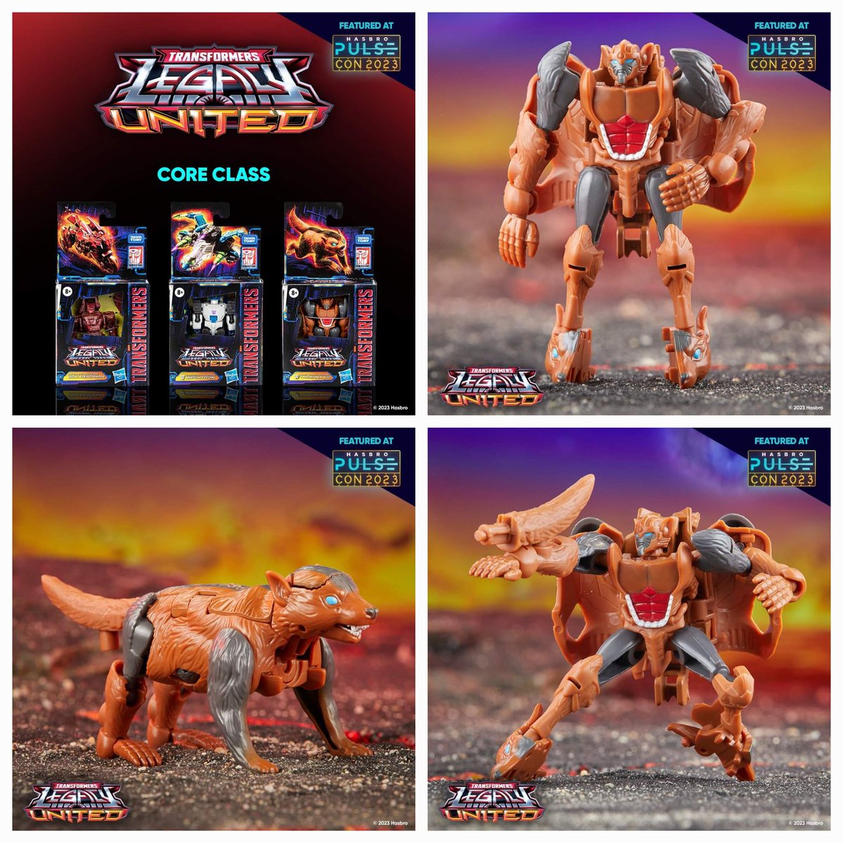 TFShowUK's tweet image. Just revealed at #HasbroPulseCon.
Bumblebee, Rescue Bots Autobot Chase, Infernac Universe Magneous, Windblade, Thundertron, Optimus Prime, Core Bouldercrash, Energon Megatron, and Beast Wars II Universe Tasmania Kid! #Transformers