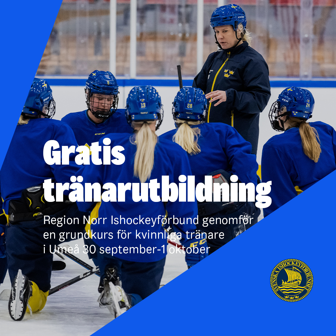 swehockeyse's tweet photo. Gratis tränarutbildning för kvinnor i Umeå 🙌
Vi vill ha fler kvinnliga ledare, för det kommer att leda till bättre utvecklingsmiljöer i våra föreningar.
I Region Norr Ishockeyförbunds regi hålls en tränarkurs för kvinnor 30 sept-1 okt. 
Läs mer här: https://t.co/qw3hDYvFBu https://t.co/LHF4kGFNOW