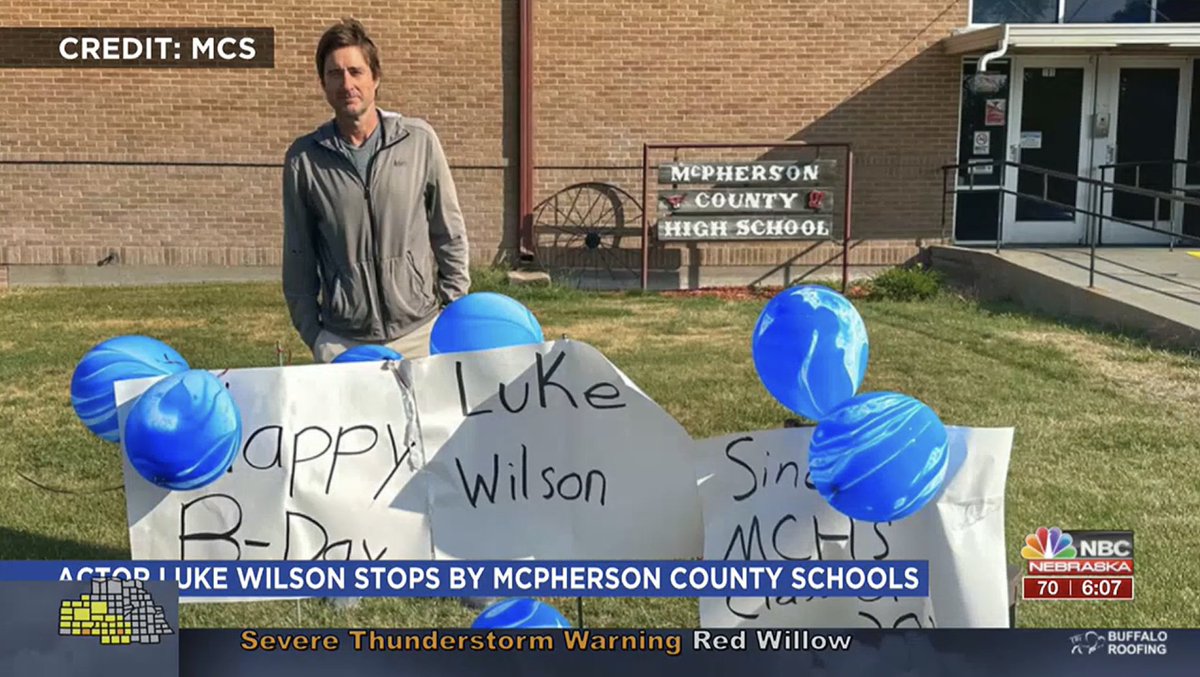 So I guess some kids found out that Luke Wilson was playing golf in the Sandhills and tried to get him to stop by the school. He did.