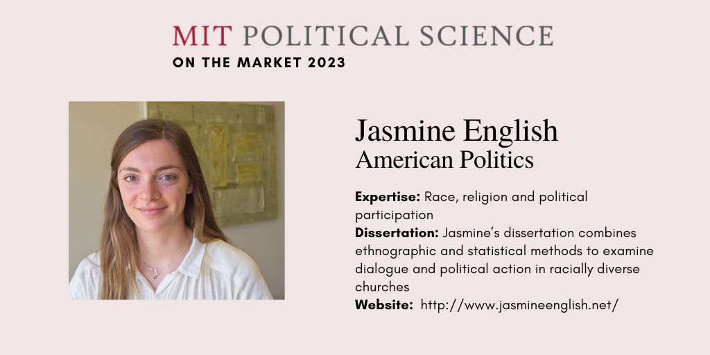 Check out one of the awesome PhD candidates on the market from @MITPoliSci jasmineenglish.net @ArielRWhite @MIT_SHASS @MITstudents