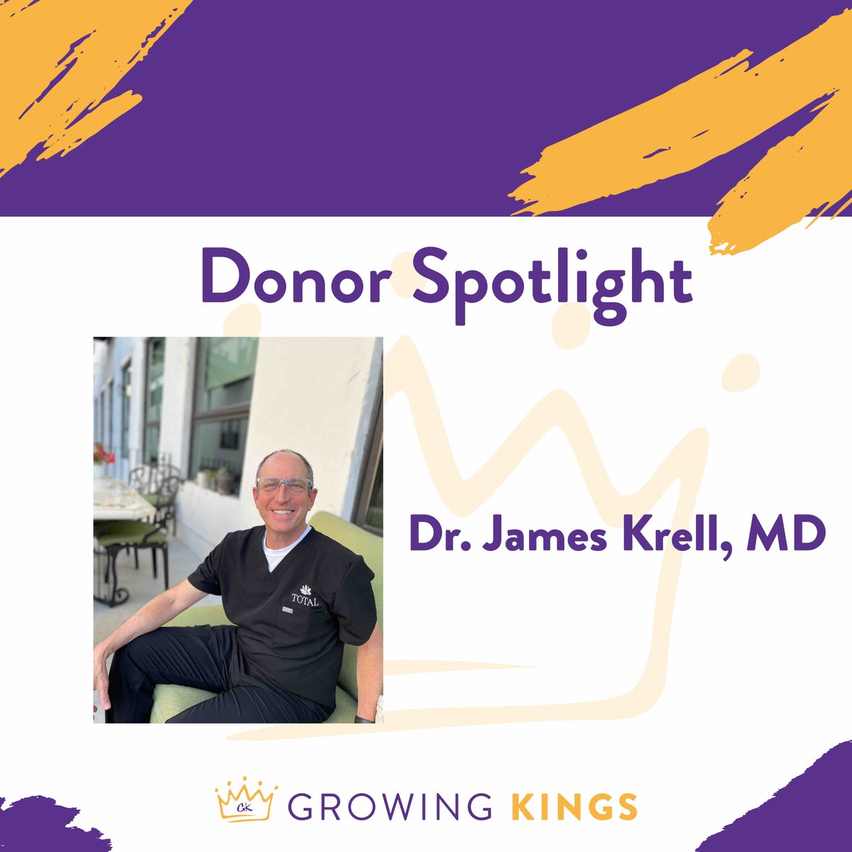 GrowingKings's tweet photo. This week’s #DonorSpotlight recognizes Dr. James Krell, MD, for his contributions and support of our organization. 
Thanks to donors like James, our program managers and mentors can enrich and support hundreds of underserved male youth throughout the school year.
#growingkings https://t.co/Wv0dbcZUU6