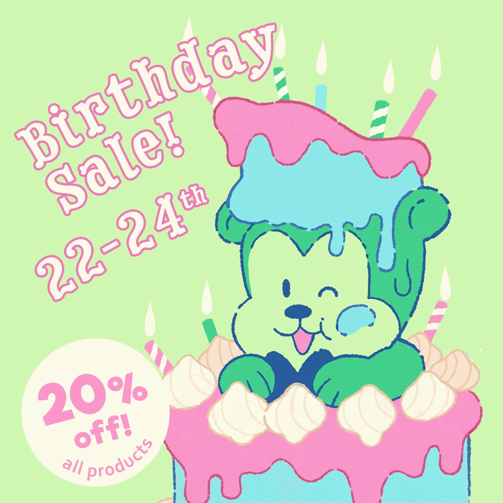 BearBoneShop's tweet photo. It's my birthday tomorrow so I'm running a little sale in my shop for the entire weekend!

Use code "BIRTHDAY20" at checkout 🥳 (no code needed for Etsy!) https://t.co/Y7ZNffWSot