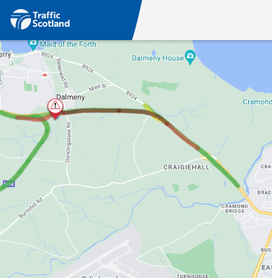 Traffic Scotland (@trafficscotland) on Twitter photo ❗ UPDATE
⌚ 18:00
🛣️ Lane 2 of the #A90 at Dalmeny has now reopened after a serious collision.
⛔ Lane one remains closed.
⏱️ Current delays approx. 15 mins Northbound.
🗺️ Plan your journey: bit.ly/3qQMwts
<a href="/SETrunkRoads/">BEAR SE Trunk Roads</a> ❗ UPDATE
⌚ 18:00
🛣️ Lane 2 of the #A90 at Dalmeny has now reopened after a serious collision.
⛔ Lane one remains closed.
⏱️ Current delays approx. 15 mins Northbound.
🗺️ Plan your journey: bit.ly/3qQMwts
<a href="/SETrunkRoads/">BEAR SE Trunk Roads</a>