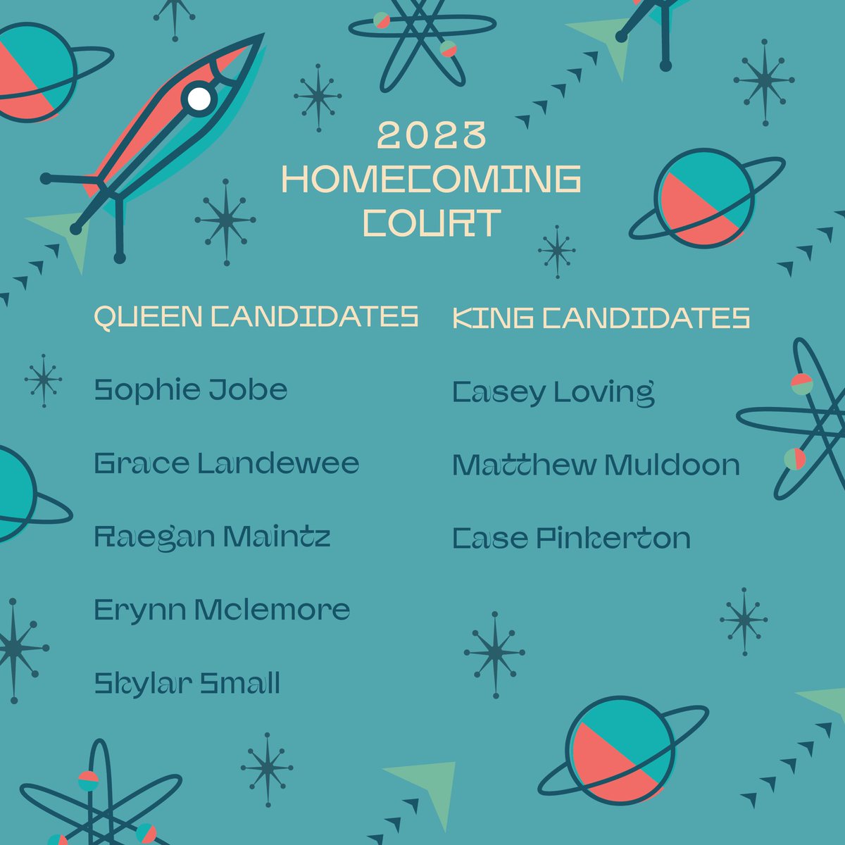 We are over the moon to announce our 2023 Homecoming Court!✨🌛