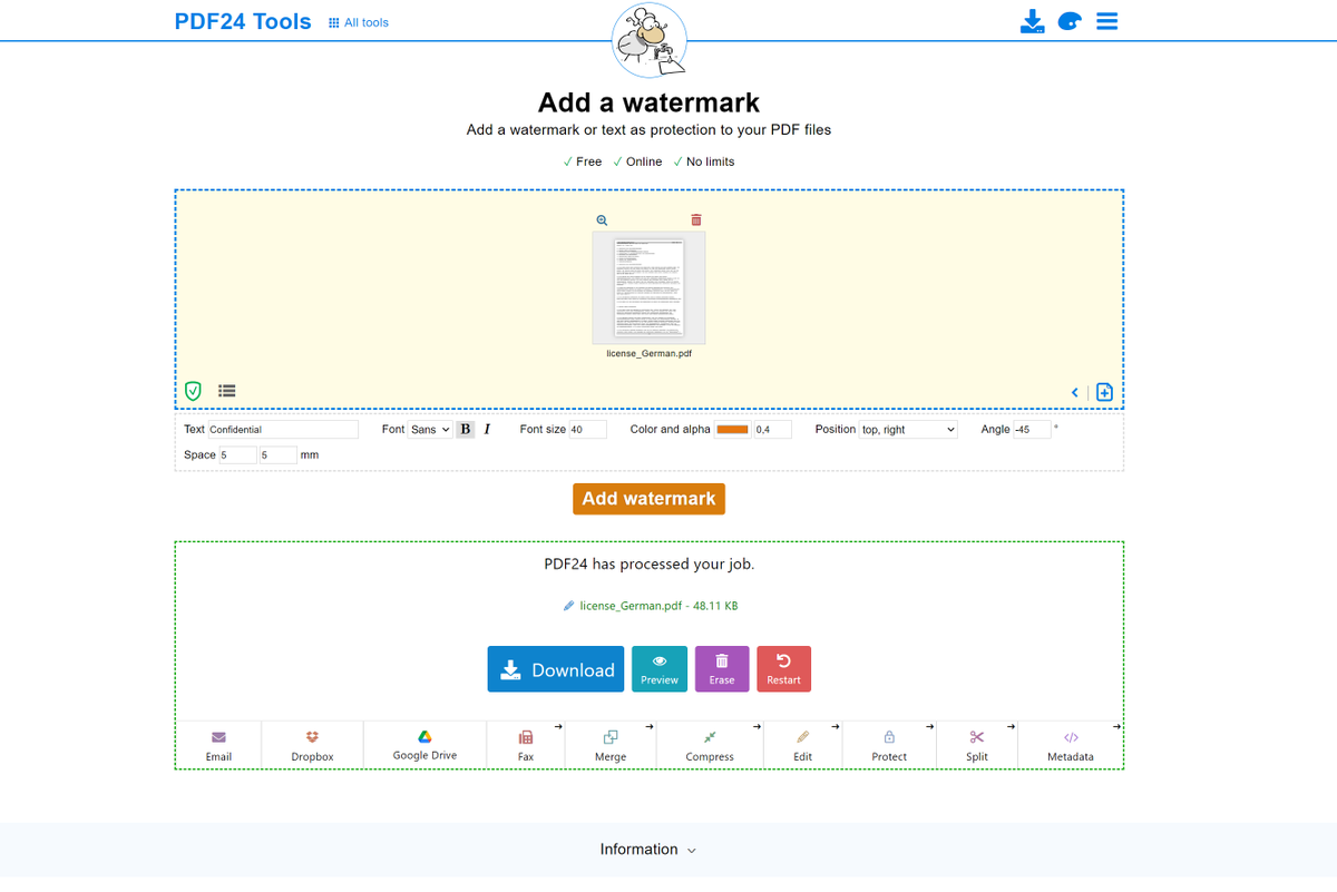 PDF24's tweet photo. #UI and #UX improvements in the two free #PDF24 tools "Insert watermarks and page numbers" are online!
https://t.co/LCQm1JqdIv
https://t.co/YmOe2n2XZD
#pdf #watermark #pagenumbers https://t.co/XkH11Q2oAH