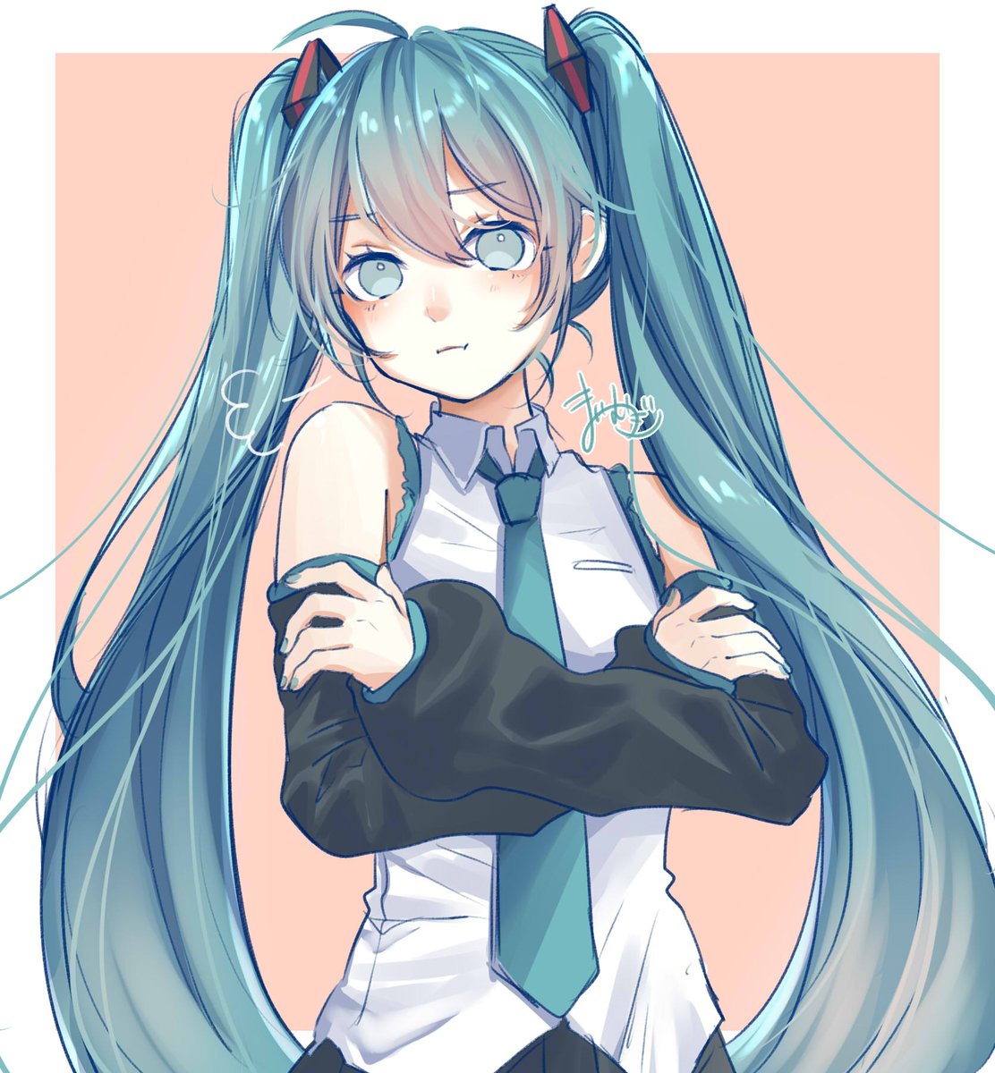 初音ミク「ミクちゃんと暮らすのはいかが?#初音ミク #VOCALOID 」|まいむぎのイラスト