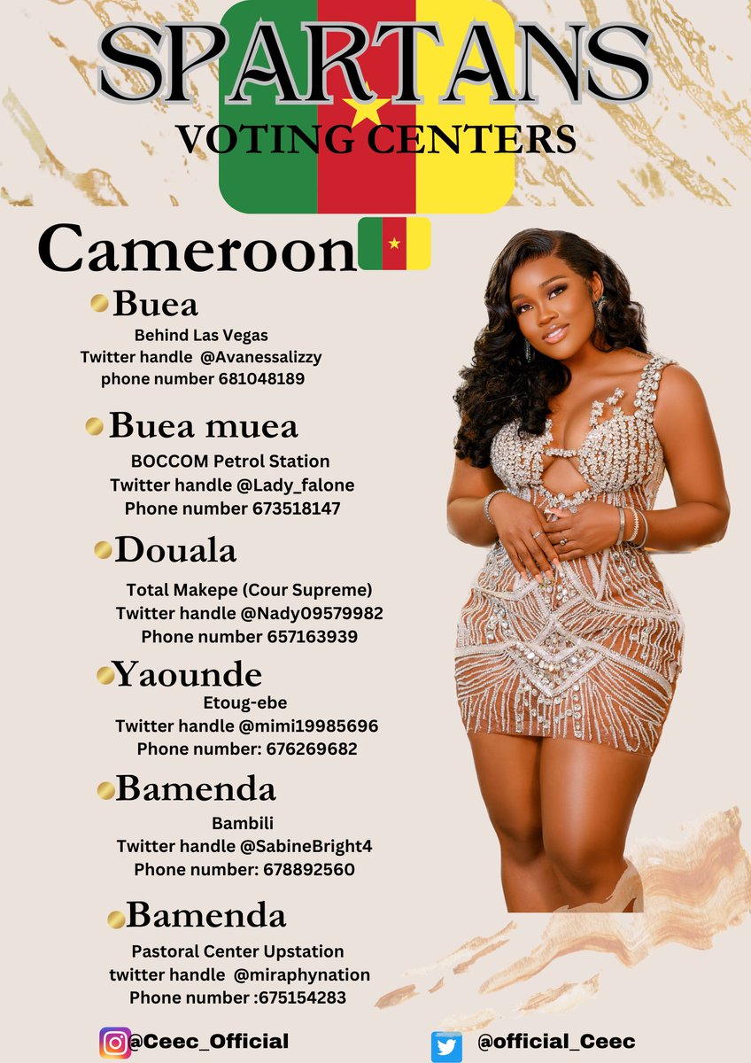 Official_CeeC's tweet image. SPARTANS‼️‼️ NEXT WEEK IS WAR! And the only way we can win this battle is by voting Non-Stop from Sunday when the voting lines open till when it closes!!! 

Locate your voting centers below and come through for Ceec‼️ Let’s make this win happen‼️‼️

THE 120M IS FOR CEEC 
SPARTANS…