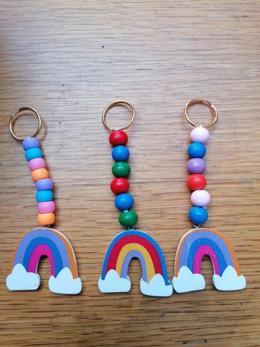 #art #craft #diy #artwork #keychain #keyring #rainbow #beads #wooden #woodenbeads #handmade #instaart #smallartist