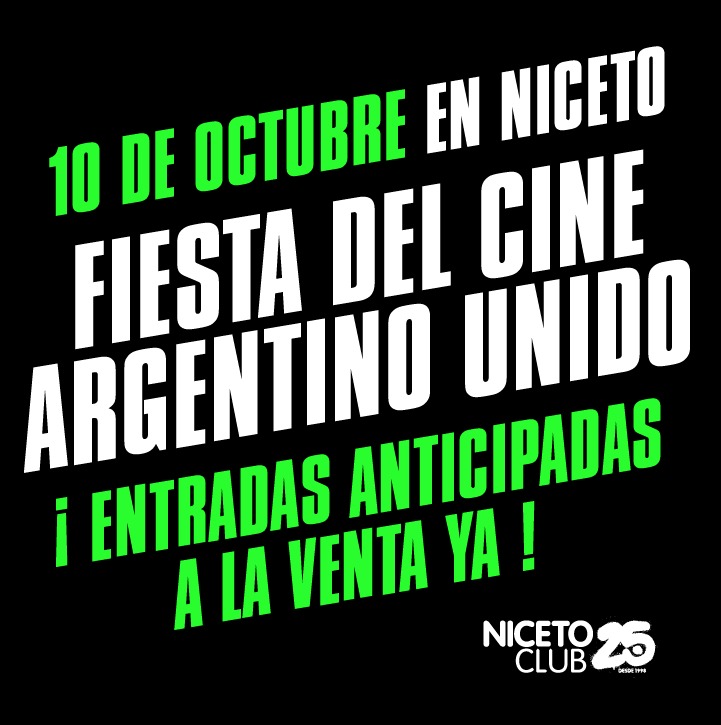NOS JUNTAMOS PARA DEFENDER Y CELEBRAR NUESTRO QUEHACER.

🎟️Entradas en venta en passline.com
 ¡FIESTA!
Lo recaudado irá para el Tercer Malón.

SOMOS MUCHXS: FIJATE.

#CineArgentino #SomosMuchxs #Fiesta #NicetoClub #10deoctubre #Cine #Audiovisual #Argentina