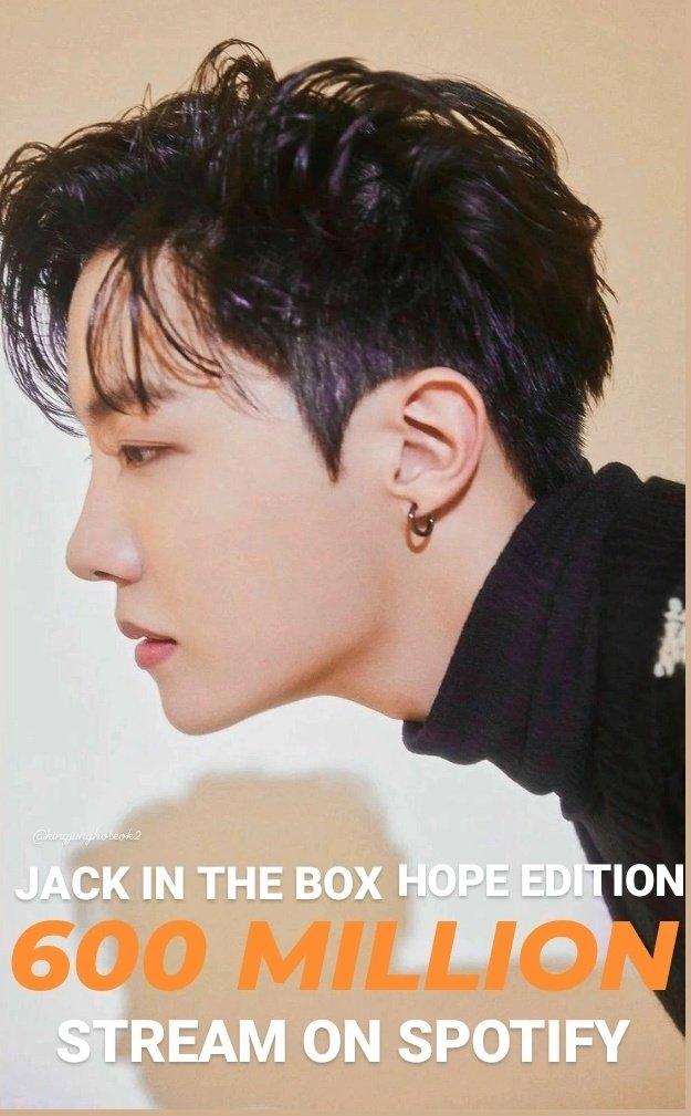 #JHOPE 's "Jack In The Box (HOPE Edition)" has now  surpassed 600 million streams on Spotify.🔥👑🐐.

CONGRATULATIONS J-HOPE 
J-HOPE SPOTIFY LEGEND 
J-HOPE SPOTIFY KING 

#JHOPE #JackInTheBox