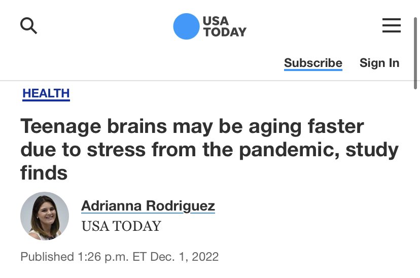LauraMiers's tweet photo. We hear this CONSTANTLY. 

“It’s not the virus, it’s the pandemic aesthetic, the pandemic conditions, the pandemic feelings.”

The virus is well known to infect, age, &amp; shrink adult brains, but when it comes to kids, it’s always PANDEMIC STRESS. https://t.co/wtaWse0Ymo https://t.co/0QoxvE43JZ