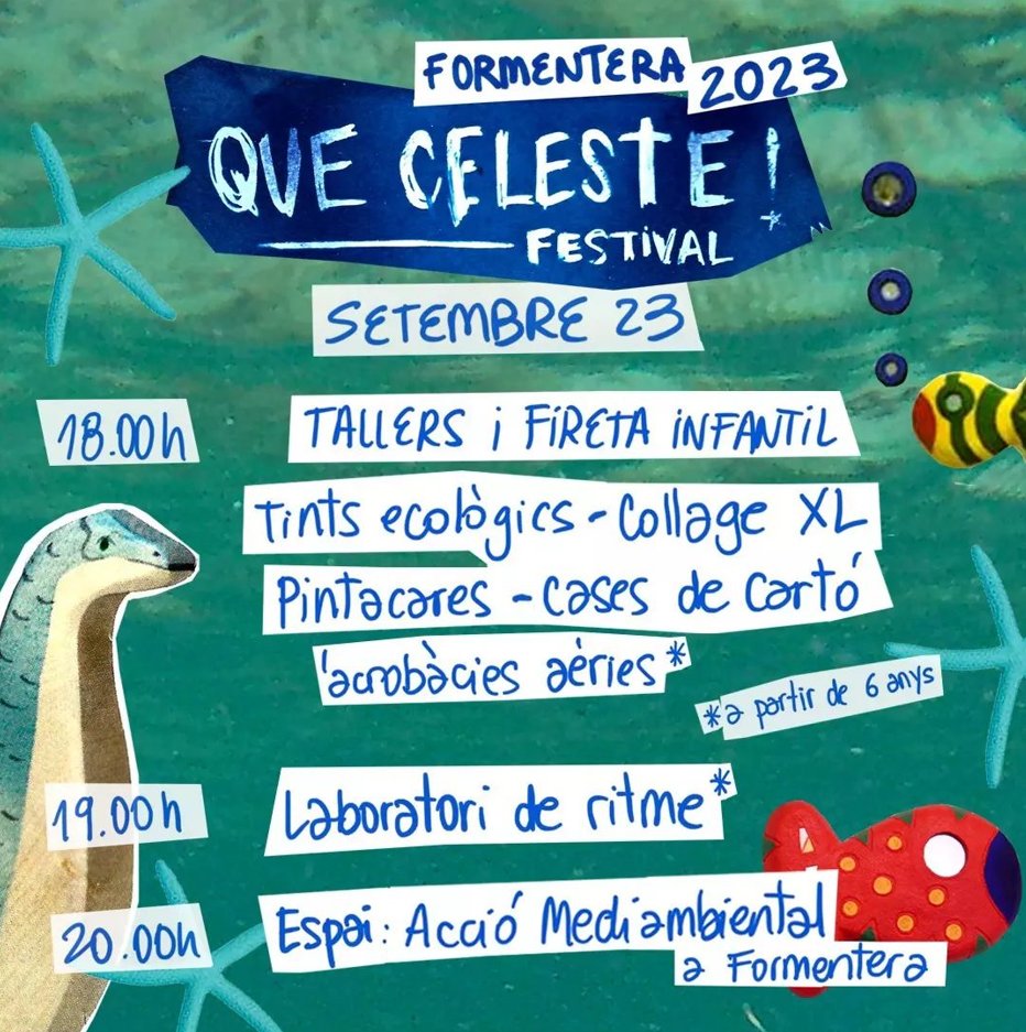 BBlueFormentera's tweet photo. 🐟 Qué Celeste! Festival 🐟

🗓 23 de septiembre
📍Plaça de L'Església Sant Ferran

Desde las 18h talleres infantiles, ecología, danza, circo, teatro y mucha música!! 🎶🎶 https://t.co/v2ePwum8mz