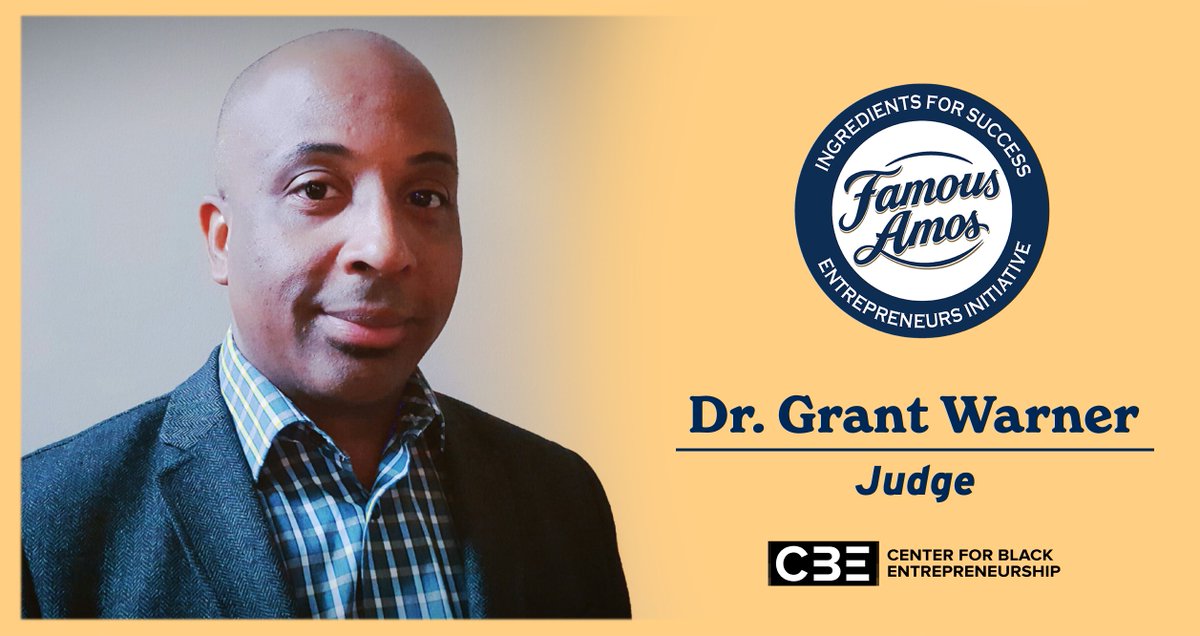 Dr. Grant Warner, Ph.D. &amp; Director of the Center For Black Entrepreneurship, has dedicated his career to connecting Black entrepreneurs with corporate leaders and resources they need to succeed. We were thrilled to welcome him to our #IngredientsForSuccess judges panel this year.