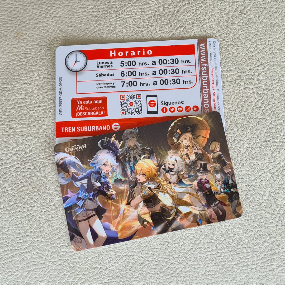 rtp2197's tweet image. Tarjeta de transporte con imagen de Genshin Impact ya disponible en México. Se pueden encontrar en taquillas de las estaciones del Tren Suburbano.
#GenshinImpact #TrenSuburbano @GenshinImpact @Suburbanos
