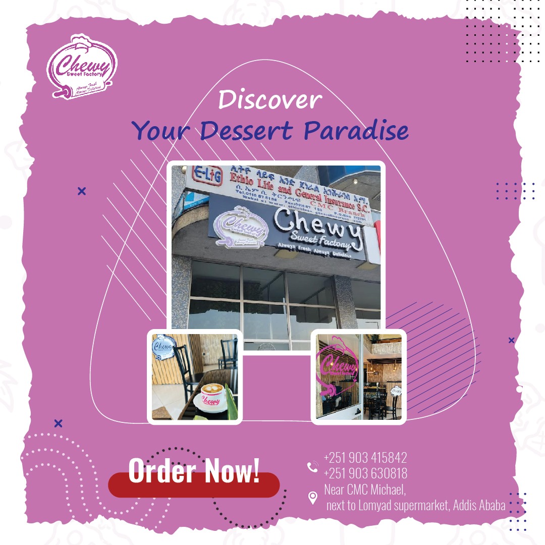 ChewyFactory's tweet photo. We are Located near CMC Michael, right next to Lomyad supermarket 🏭

Come Discover Your Dessert Paradise at Chewy Sweet Factory!! 🍰

  #ChewySweetFactory #SweetHaven 😍

For Contact :
📱0903630818
📱0903415842

#AddisAbaba #ethiopia🇪🇹 #Africa https://t.co/HbOxe6PPnB