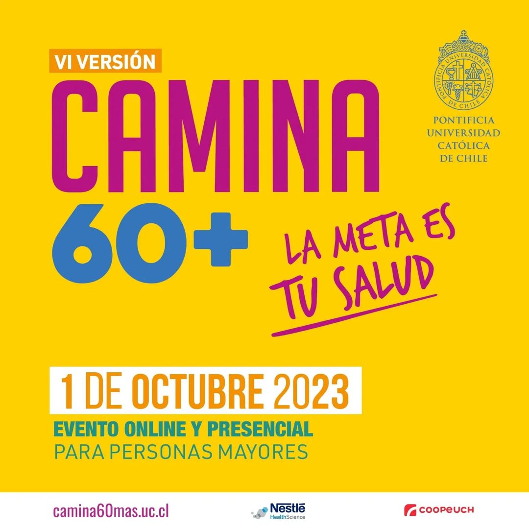 ucatolica's tweet photo. ¡Atención #ComunidadUC! 📢 En el Día Internacional de las #PersonasMayores, este 1 de octubre te invitamos a participar de la VI Versión de #Camina60+ en el Campus #SanJoaquínUC desde las 8:30hrs. 🚶⏰ Encuentra toda la información e inscríbete en https://t.co/FMXGWUGSIj https://t.co/fg72A8U75l