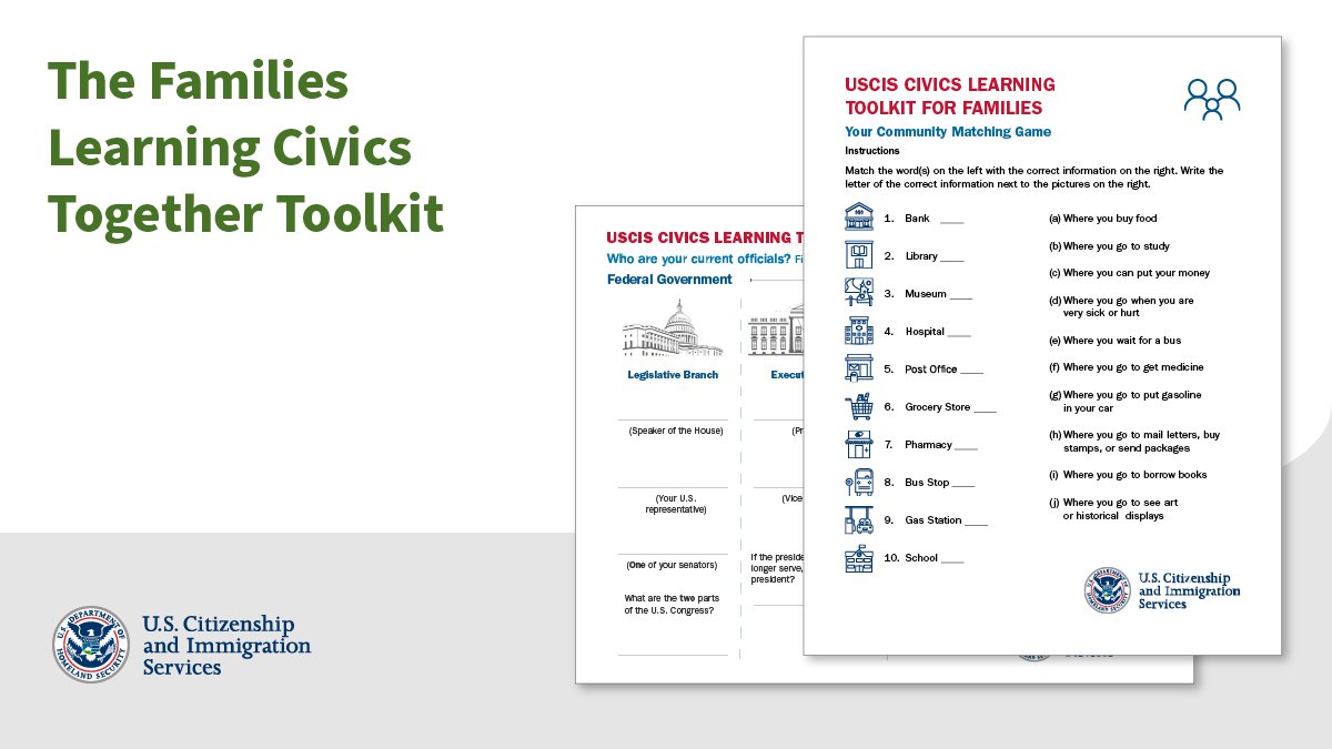 Make naturalization a family affair with our "Families Learning Civics Together" toolkit. It has fun activities like a board game, matching game, and a conversation cube that parents and kids can use together to explore civics and citizenship: uscis.gov/citizenship-re…